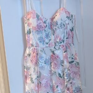 Trixxi Floral Maxi Dress with Pink and Blue Accents